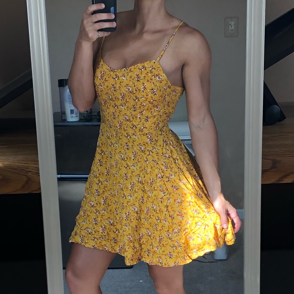 Yellow summer mini dress